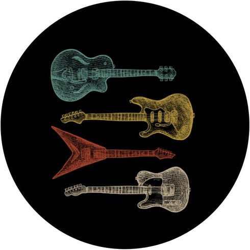 Distressed Retro Electric Guitars Vintage Bass Guitar Print PopSockets PopGrip: Swappable Grip for Phones & Tablets