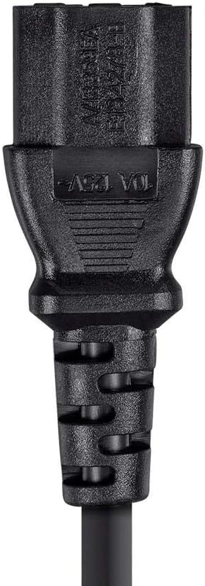 Monoprice 3-Prong Extension Cord - 10 Feet - Black | IEC 60320 C14 to C13, 18AWG, 10A, 125V