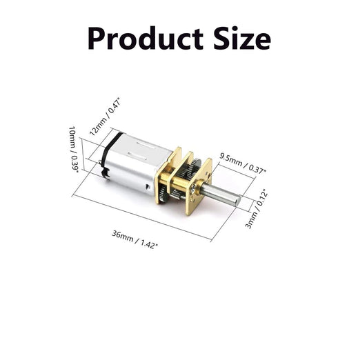 N20 3mm (12V 600RPM) Gear Motor High Torque Speed Reduction Motor Shaft Mini DC Motor Metal Gearwheel Micro Electric