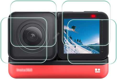 Screen Protector for Insta360 ONE RS/ONE R, 2 Set Tempered Glass Cover for LCD + 4K Wide Angle Lens, 0.3mm 9H Hardness