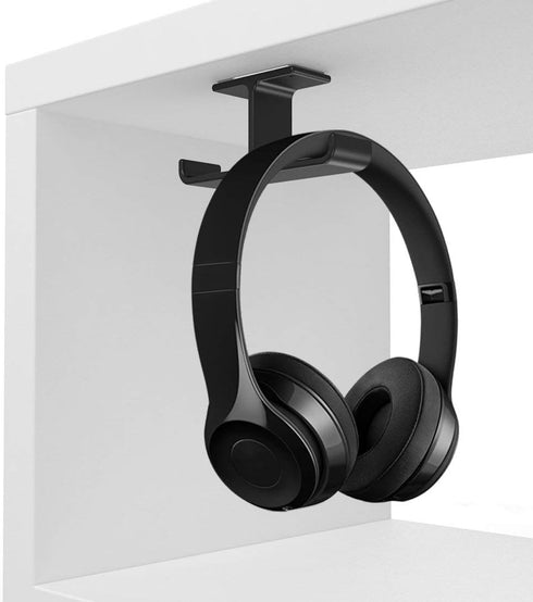 Headphone Hanger Stand, Aluminum Under Desk Hook, Dual Headsets Holder Mount for PC Gaming Accessories