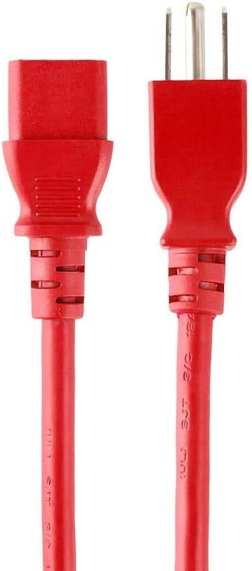 Monoprice 2ft Power Cord - NEMA 5-15P to IEC 60320 C13, 18AWG, 10A/1250W, 125V, 3-Prong, Red