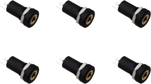 Maxmoral 6PCS Stereo Panel Mount Jack, 3.5mm Audio Video Jack Socket, Black