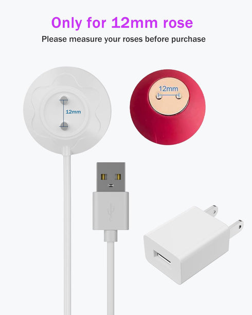 Mailink Set 12mm Rose Charger Replacement, Magnetic USB Charging Cable, Fast Charging Dock for Rose