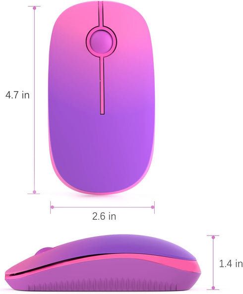 VssoPlor Wireless Mouse, 2.4G Slim Portable Computer Mice with Nano Receiver for Notebook, PC, Laptop (Gradient Purple)