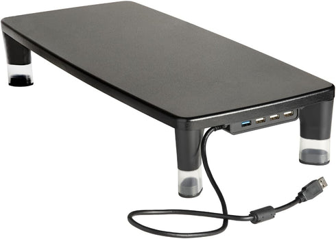 3M Adjustable Monitor Stand with 4-Port USB Hub, Black, Great for Computer Monitors,