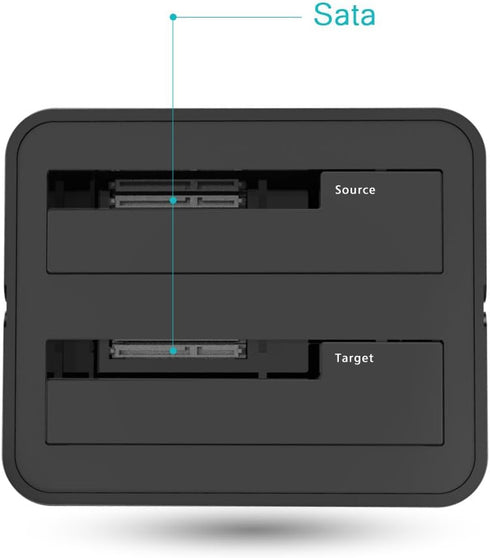 WAVLINK USB 3.0 and USB C to SATA Dual-Bay External Hard Drive Docking Station for 2.5/3.5 Inch HDD/SSD (6Gbps) - Black