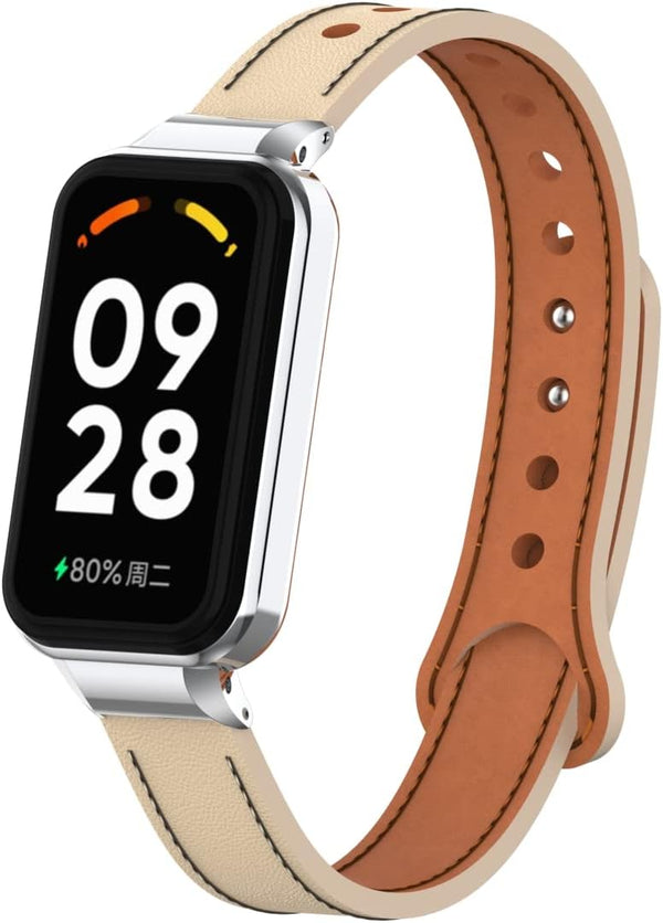 HOPMC Compatible with Redmi SmartWatch 2 Strap,Replacement Leather Band Wirstband Accessories with Metal Frame for Redmi Smart Band 2 Fitness Tracker