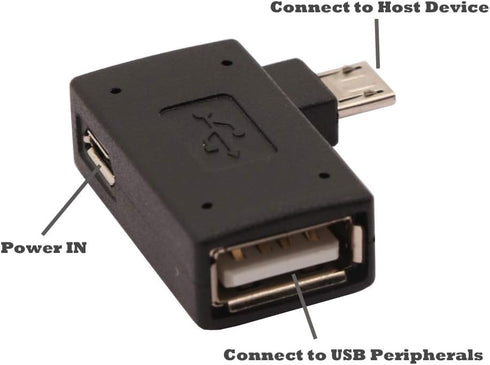AuviPal 2-in-1 Powered Micro USB to USB OTG Adapter 90 Degree Right Angled for FireStick, S/NES Classic Mini