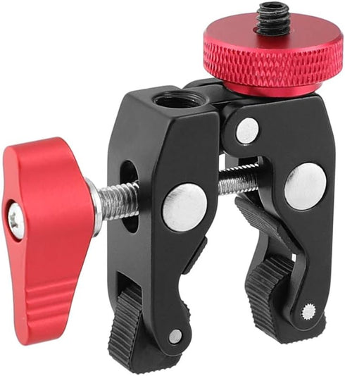 Crab Clamp Holder with 1/4" Screw Adapter for Studio Flash Light Camera