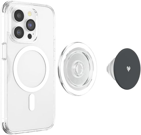 Hand Drawn Heart Design Cute Anthracite Heart Love Minimalist PopSockets PopGrip for MagSafe