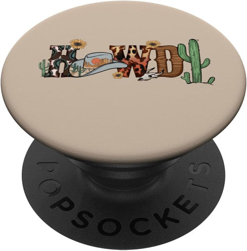 Howdy Cowboy Yeehaw Country Cactus Rodeo Punchy Western PopSockets Standard PopGrip