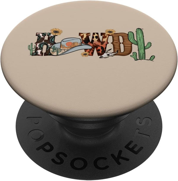 Howdy Cowboy Yeehaw Country Cactus Rodeo Punchy Western PopSockets Standard PopGrip