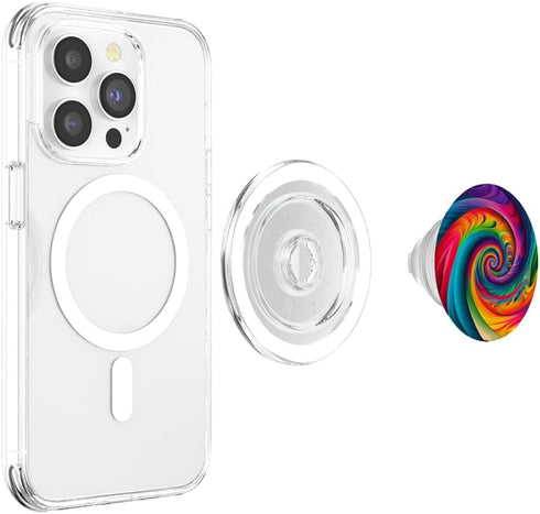 Tie Dye Merch Tie Dye Rainbow Swirl Colorful Illustration PopSockets PopGrip for MagSafe
