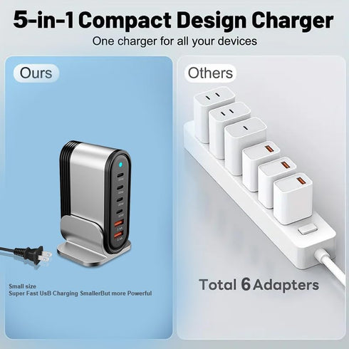 GTRXHIJV 6-in-1 16 15 14 13 12 11 8 7 USB Charging Seat, Multi-Port Hub, Fast Charging Wall Charging Station, Power