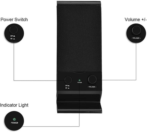 Wired Computer Speakers for PC Desktop Laptop Tablet Smartphones, Mini USB 2.0 Speaker Subwoofer
