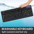Perixx PERIBOARD-517 Wired Washable USB Keyboard, Certified IP 65 Level, Black, US English Layout