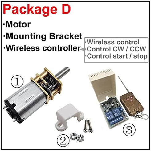 Generic N20 3V 6V 12V 15RPM-1000RPM 12v 60rpm, Package Nicro DC Gear Motor DC Support Reverse Rotation Electric Mini