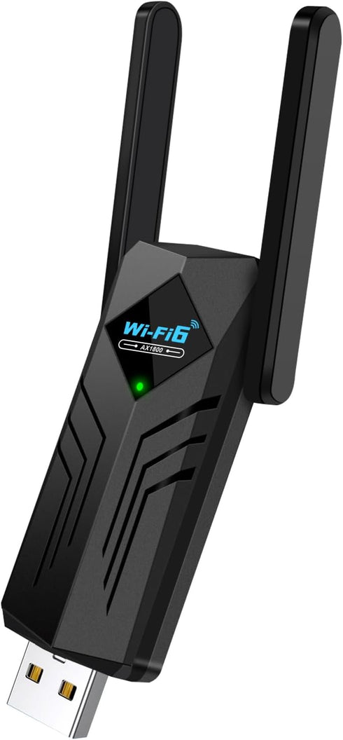 HOUSOLY USB WiFi 6 Adapter with Bluetooth Dual 3dBi Antennas 5GHz/2.4GHz Dual Band