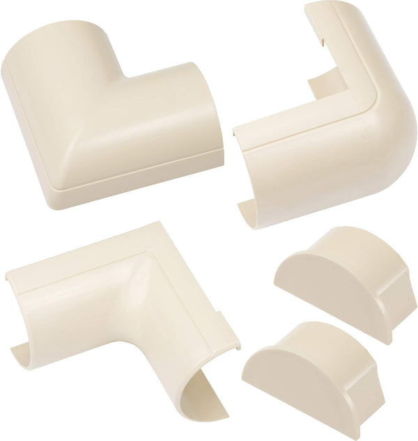 D-Line Large Cable Raceway Accessory Pack, 5 Accessories Included, Hide Cords Around Angles - Beige