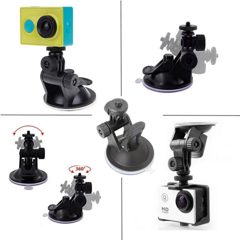 2 Pack Dash Cam Suction Cup Mount with 1/4 Screw Thread for Car Dashcam, GPS, Action Camcorder