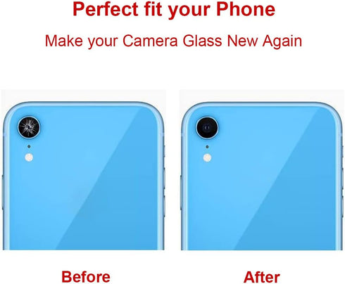 2 Pcs Back Rear Camera Lens Glass Replacement for iPhone XR 6.1 inches with Repairing Toolkit & Pre-Installed Adhesive