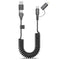 Coiled USB C Cable, 3FT 2 in 1 iPhone 15 Car Charger Cord, 60W Fast Charging for iPhone 15/15 Pro/Samsung Galaxy