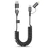 Coiled USB C Cable, 3FT 2 in 1 iPhone 15 Car Charger Cord, 60W Fast Charging for iPhone 15/15 Pro/Samsung Galaxy