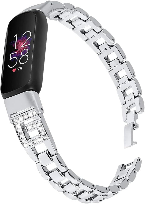 Metal Bands for Fitbit Luxe, Adjustable Stainless Steel Replacement Watch Strap Accessories for Women Men