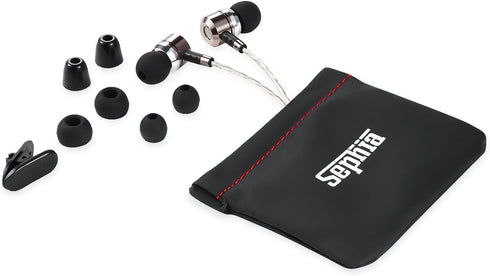 sephia Sp3060VC Earbuds Wired in Ear Headphones with Microphone, Noise Isolating Tips, Enhanced Bass, 3.9 Feet Cord