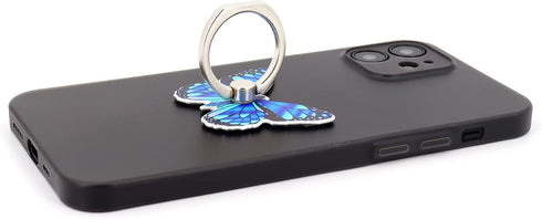 Butterfly Cell Phone Ring Holder, 360° Rotation Finger Grip Stand Compatible with All Smartphones (Blue)