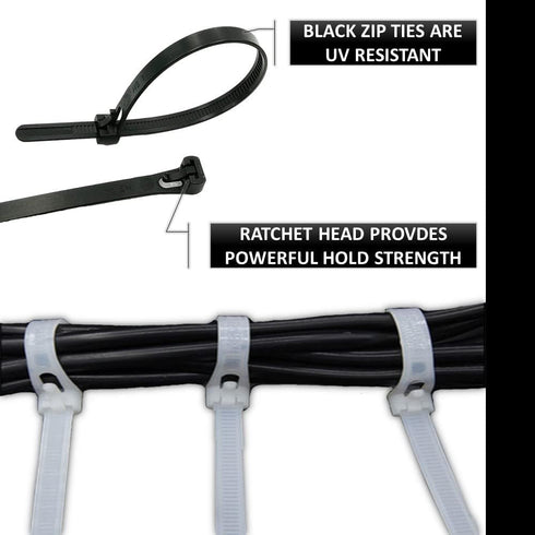 Kable Kontrol Reusable Cable Zip Ties, 8 Inch, 100 Pcs Black, Self-Locking, Adjustable Nylon Plastic Cord Wraps