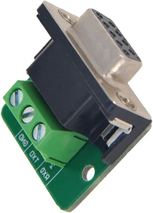 Fielect D-sub DB9 Breakout Board Connector, 9 Pin 2 Row Female Port, Solderless Terminal Block Adapter, 1PCS