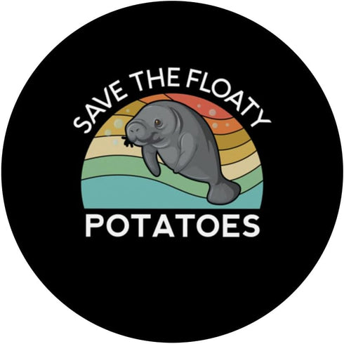 PopSockets Swappable PopGrip Save The Floaty Potatoes Manatee Ocean Sea Chubby Retro Swim