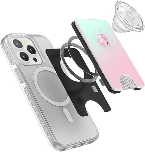 Phone Wallet with Expanding Grip, Wireless Charging Compatible, Wallet Compatible with MagSafe - Mermaid Pink