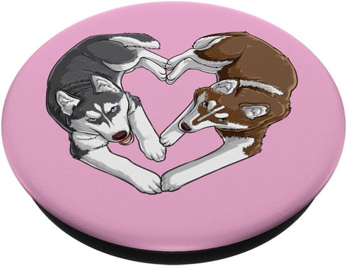 PopSockets PopGrip: Swappable Grip for Phones & Tablets - Valentines Day Heart Funny Siberian Husky Dog Cute Pink Gift