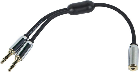 Monoprice 110146 6-Inch 3.5mm Stereo Jack Splitter, Retail Packaging for Mobile