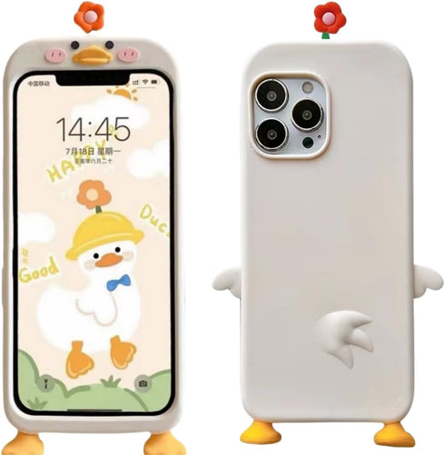 Funny Cute Ugly Phone Cases for iPhone 15 with 3D Cartoon Duck and Foot, Girly Weird Phone Cases for Teen Women Girls