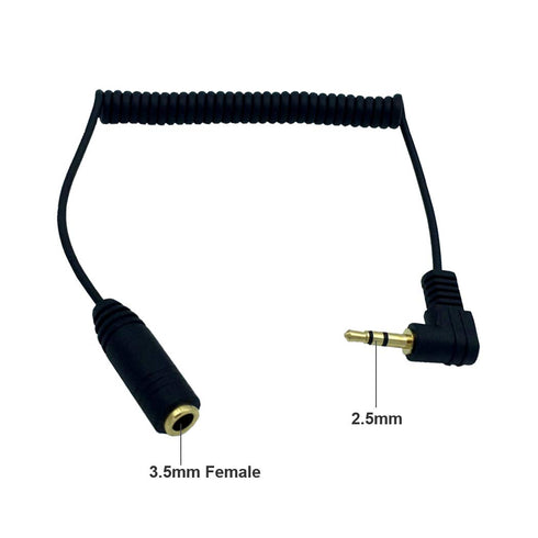 Seadream Coiled 3.5mm to 2.5mm Aux Cable 2Pack, Right Angled Male to Female Headset Audio Adapter, 23inch