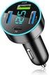 4 Ports Fast Car Charger, PD+QC3.0 Adapter with Upgrade Voltmeter Display for 12-24V Cigarette Lighter Plug