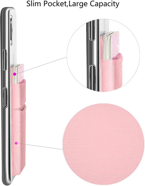 Hoblaze Phone Card Holder - Stretchy Lycra Wallet Pocket with 3M Adhesive for iPhone Samsung Galaxy, Pink.