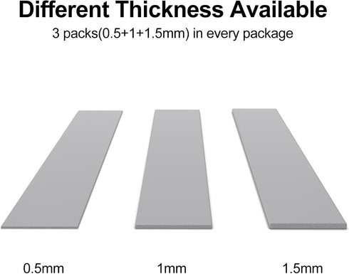 M.2 Thermal Pads 3 Pack, 70 x 20mm, 0.5mm, 1mm, 1.5mm, Highly Efficient Silicone Cooling Pads for Laptop Heatsink