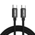 60W PD Type C to Type C 1M Data Cable, Black, Compatible with Smartphones, Laptops, Game Consoles