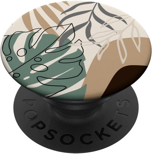 Tropical Botanical Beige Brown Exotic Minimalist Abstract PopSockets Standard PopGrip