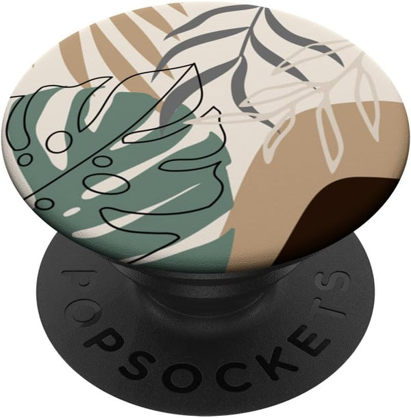 Tropical Botanical Beige Brown Exotic Minimalist Abstract PopSockets Standard PopGrip