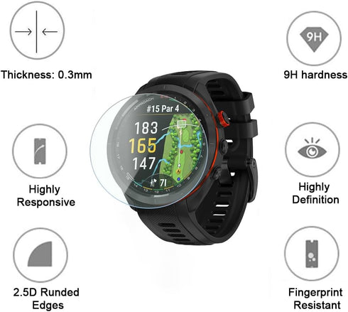 Screen Protector for Garmin Approach s70 42mm Smartwatch, TPU Soft Frame Cover and Tempered Glass Film Pack