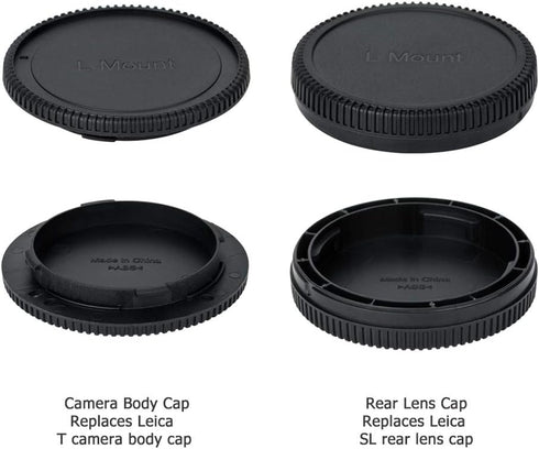 (2 Packs) Body Cap and Rear Lens Cap Kit for Leica L Mount Cameras, fit Panasonic S5II DC-S5M2 S1 S1R S1H