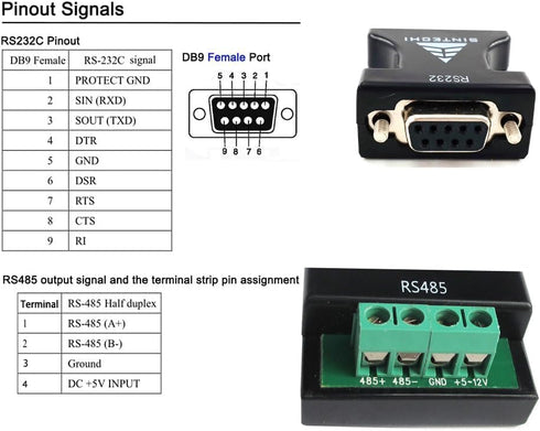 Sintech 232 to 485, RS232 Serial to RS485 Communication Data Converter Adapter