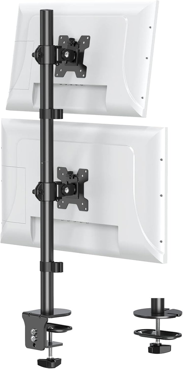 MOUNT PRO Vertical Dual Monitor Stand, Stacked Monitor Mount for 2 Monitors Up to 32 inches, Adjustable Desk Mount