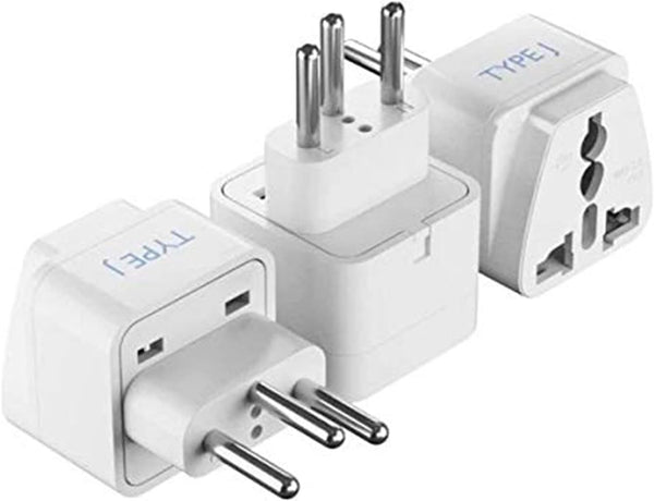 Ceptics Switzerland Travel Plug Adapter (Type J), 3 Pack, Grounded & Universal